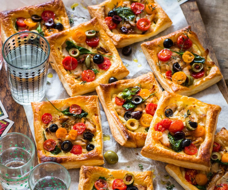 Easy chicken, cherry tomato and feta tarts - Nadia Lim