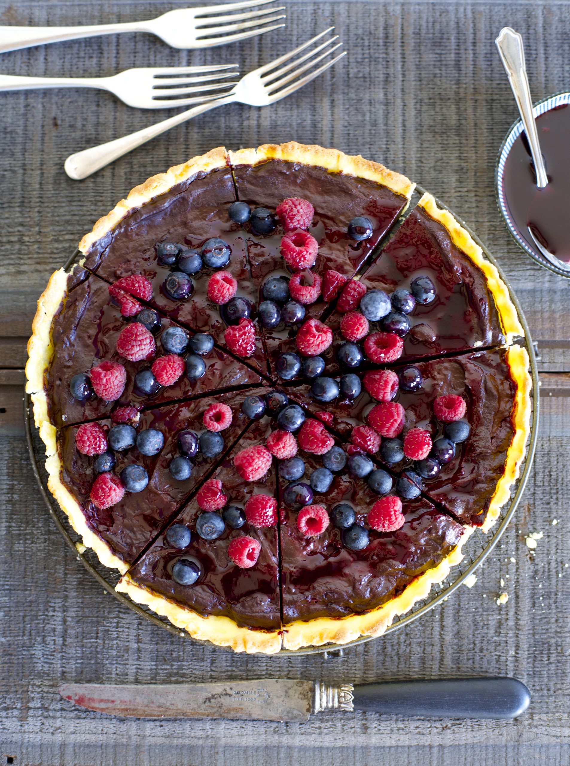Chocolate Creme Fraiche Boysenberry Tart Nadia Lim