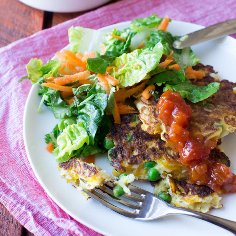 Pumpkin, Pea and Haloumi Fritters Nadia Lim
