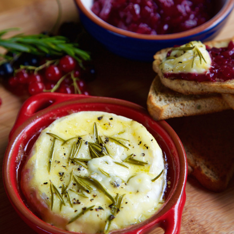Baked herb Camembert with plum chutney Nadia Lim