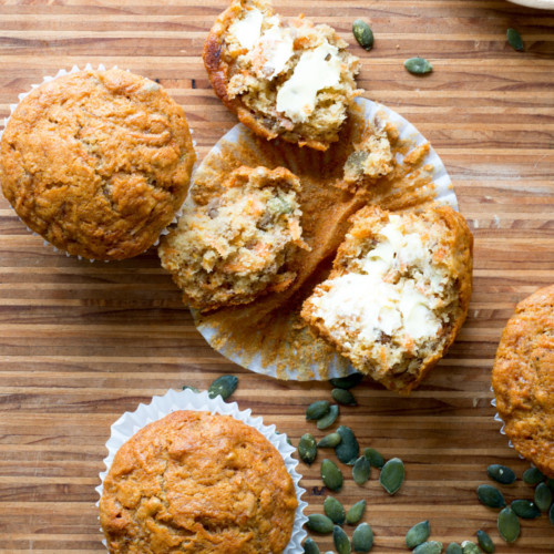 Orange, carrot, honey and pumpkin seed muffins - Nadia Lim