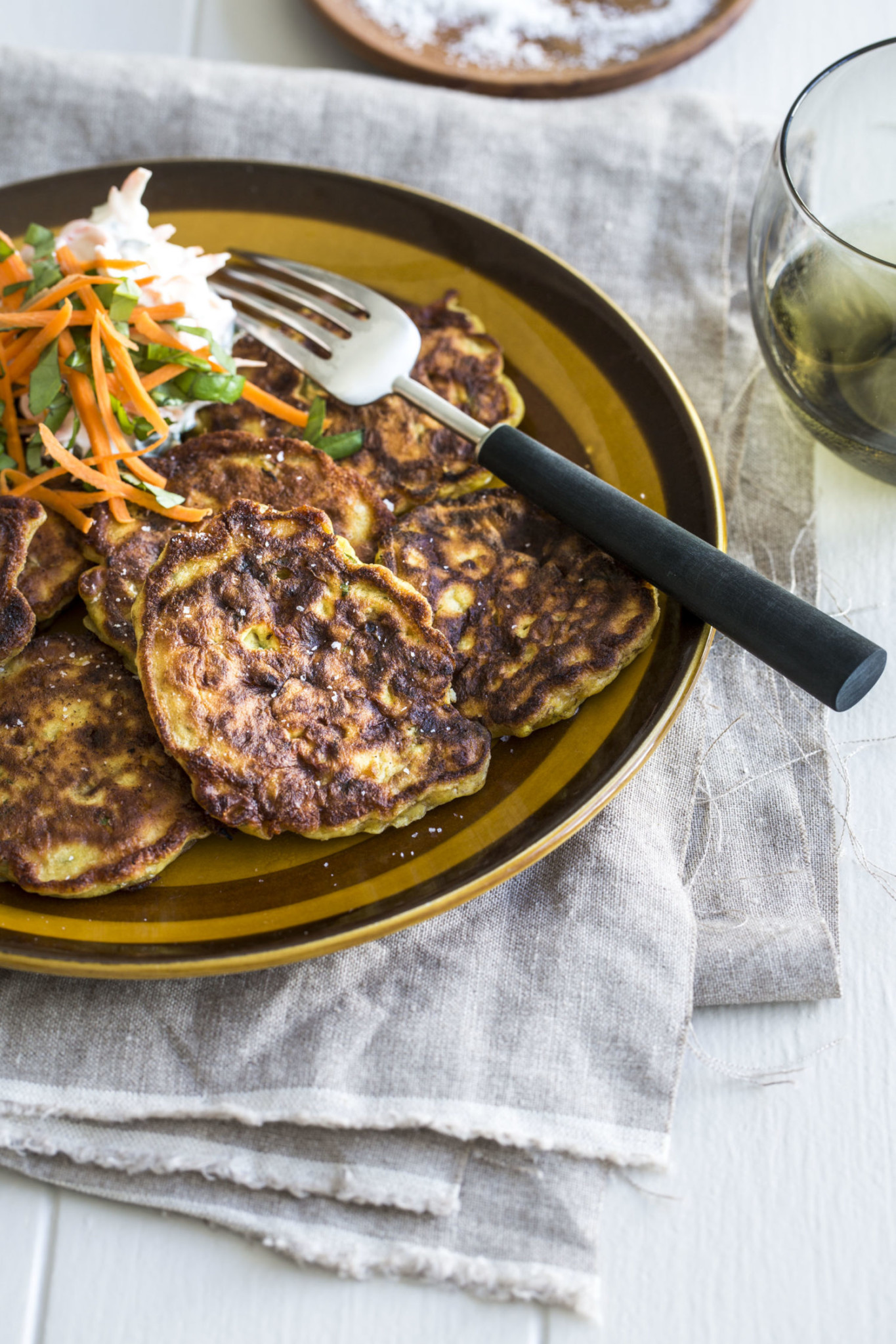 Spiced Cauliflower Fritters with Coriander and Carrot Yoghurt Nadia Lim