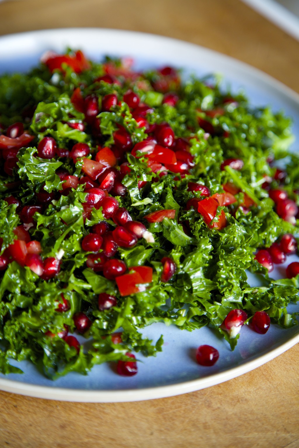 Marinated Kale, Tomato, Pomegranate Salad - Nadia Lim