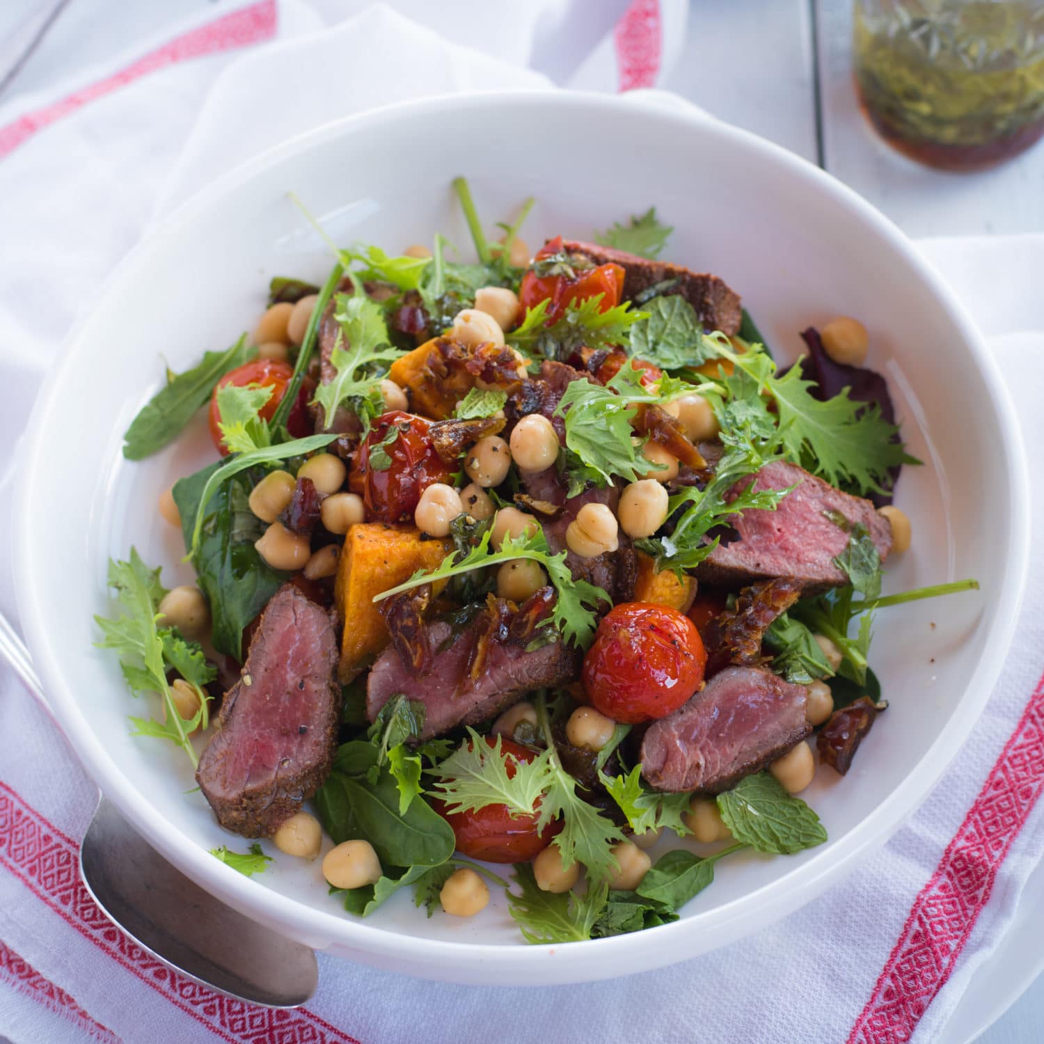 Turkish Lamb with Warm Kumara, Chickpea and Mint Salad