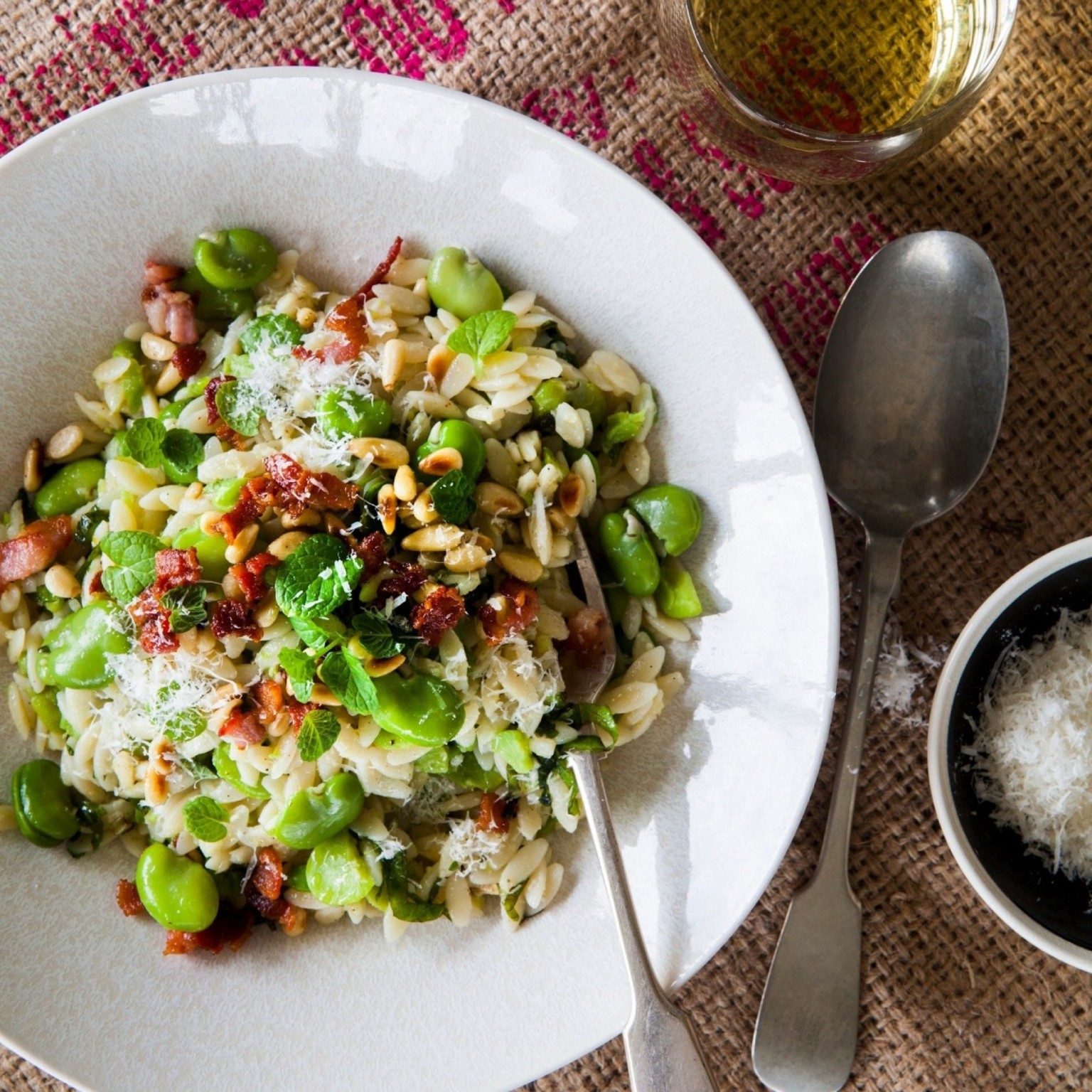Broad Bean and Mint Risoni with Crispy Bacon Nadia Lim
