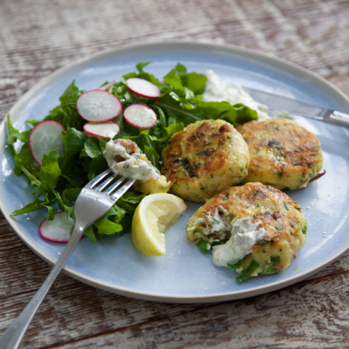 Smoked fish cakes with lemon caper mayo - Nadia Lim