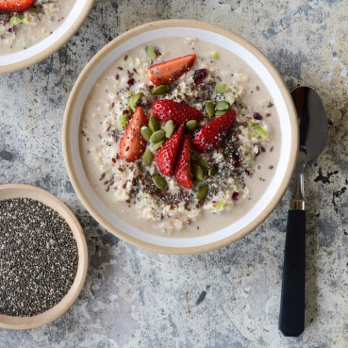 Instant Apple, Banana and Strawberry Bircher Muesli Nadia Lim