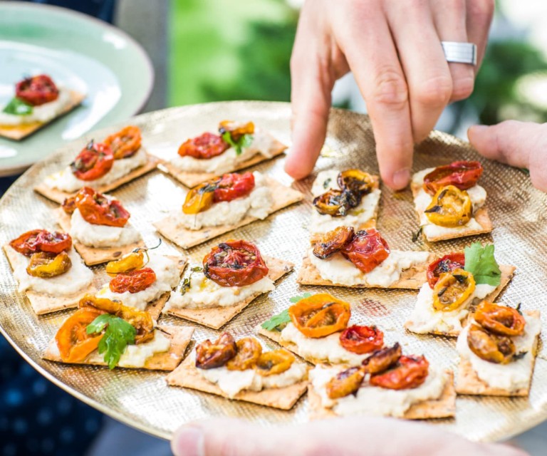 Slow-roast tomato and baba ganoush canapés - Nadia Lim