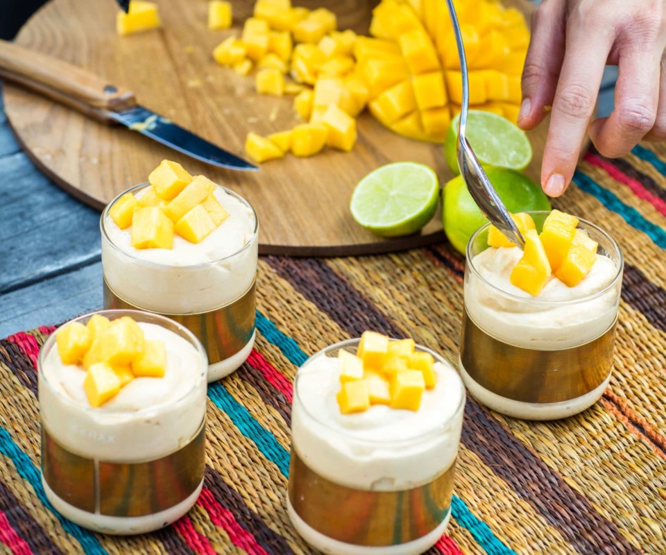Dulce de leche lime mousse with mango Nadia Lim