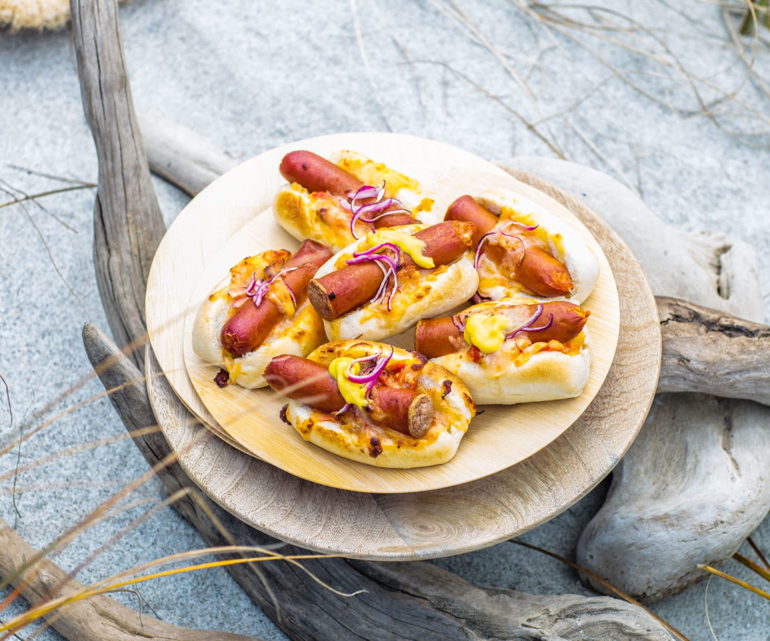 Mini cheesy hot dogs